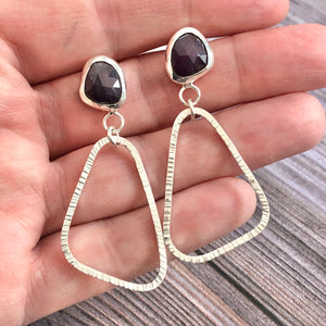 silver sapphire earrings