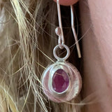 Recycled Silver Garnet Drop Earrings