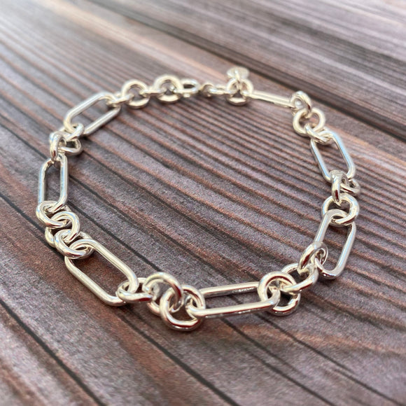 chunky oval link silver bracelet