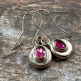 Recycled Silver Garnet Drop Earrings