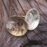 silver engraved cup earrings