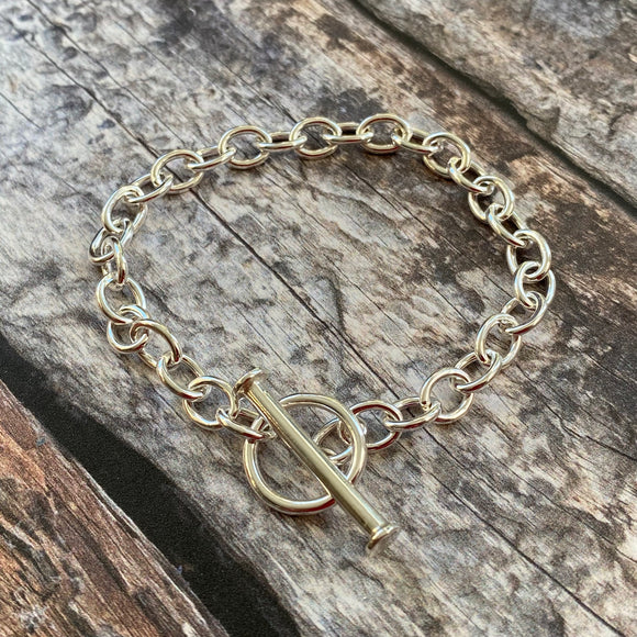 Chunky t-bar silver bracelet