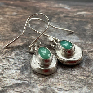Recycled Silver Chrysoprase Drop Earrings