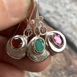 Recycled Silver Garnet Drop Earrings