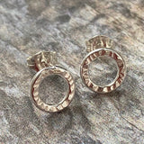 hammered silver circle earrings
